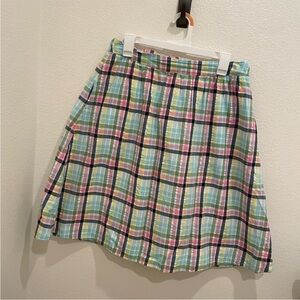 1901 Plaid A-Line Skirt w/ Pockets Multicolor Madras Size M Petite